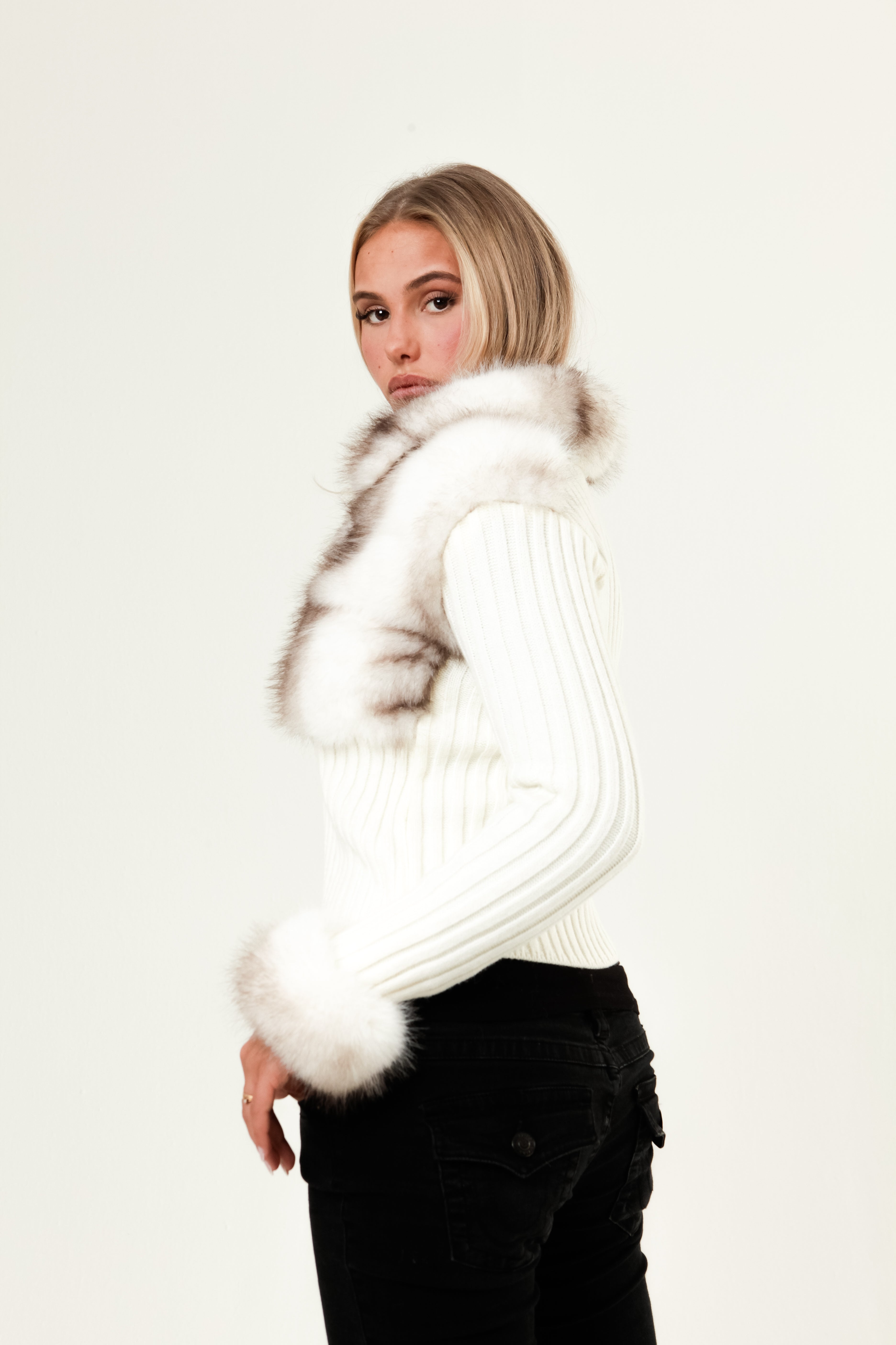 Vivora | Ivory Fur Cardigan - White