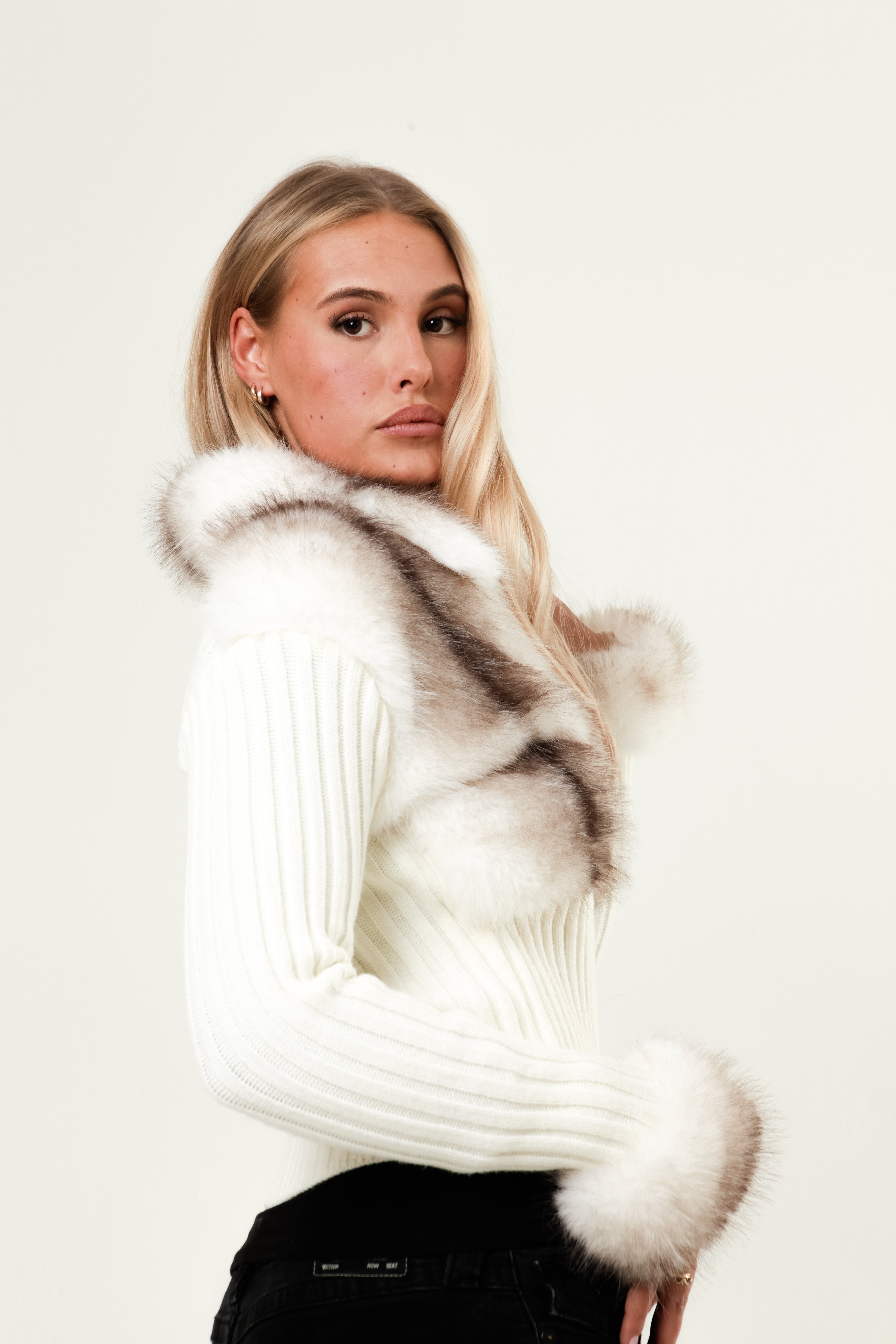 Vivora | Ivory Fur Cardigan - White