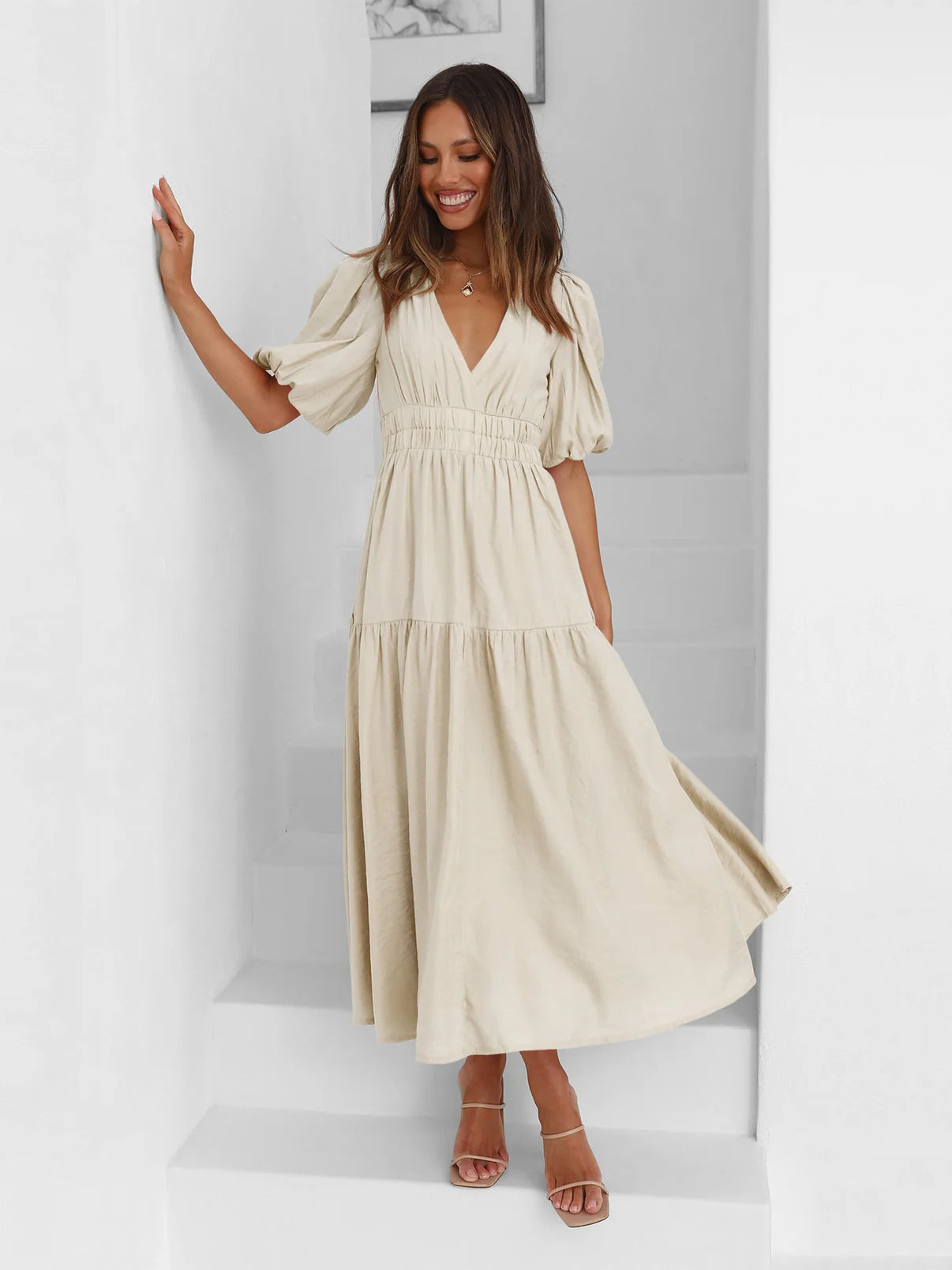 Vivora | Dress with puff sleeves