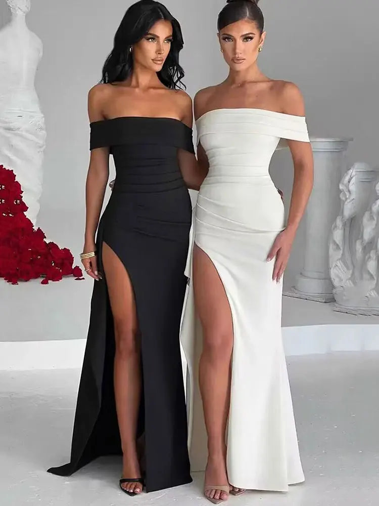 Vivora | Elegant Off Shoulder High Split Dress