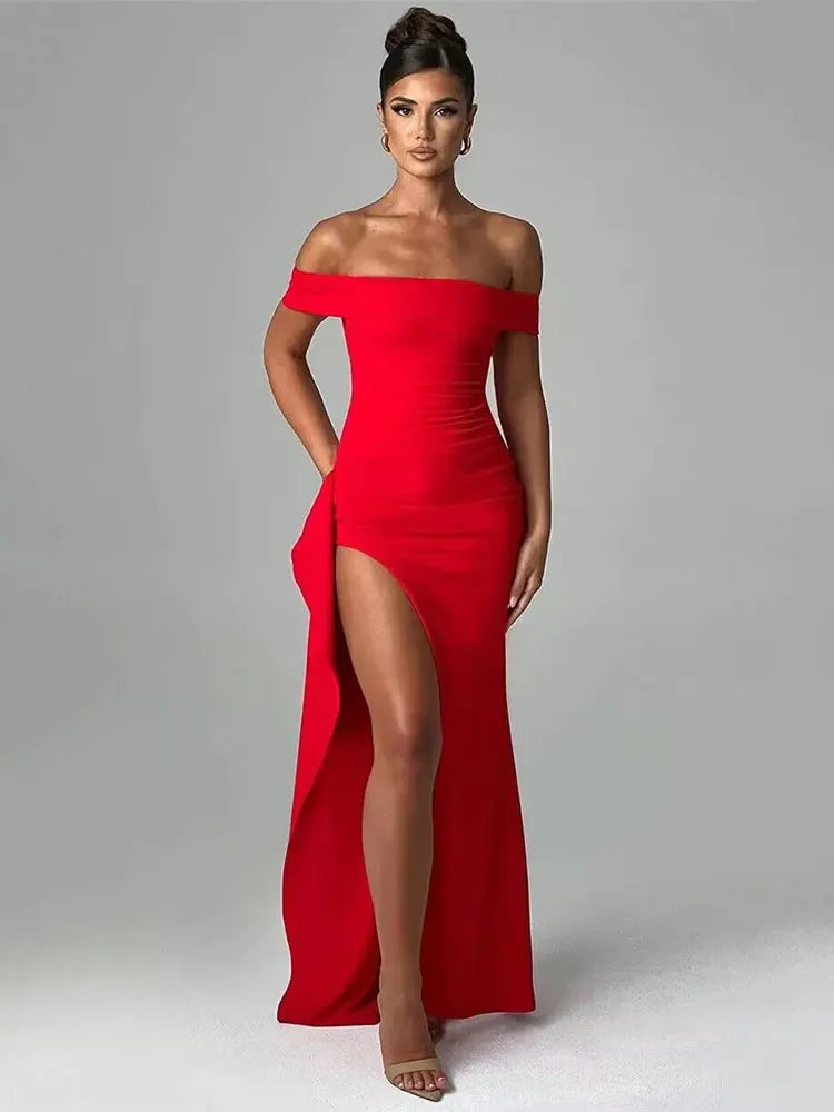 Vivora | Elegant Off Shoulder High Split Dress