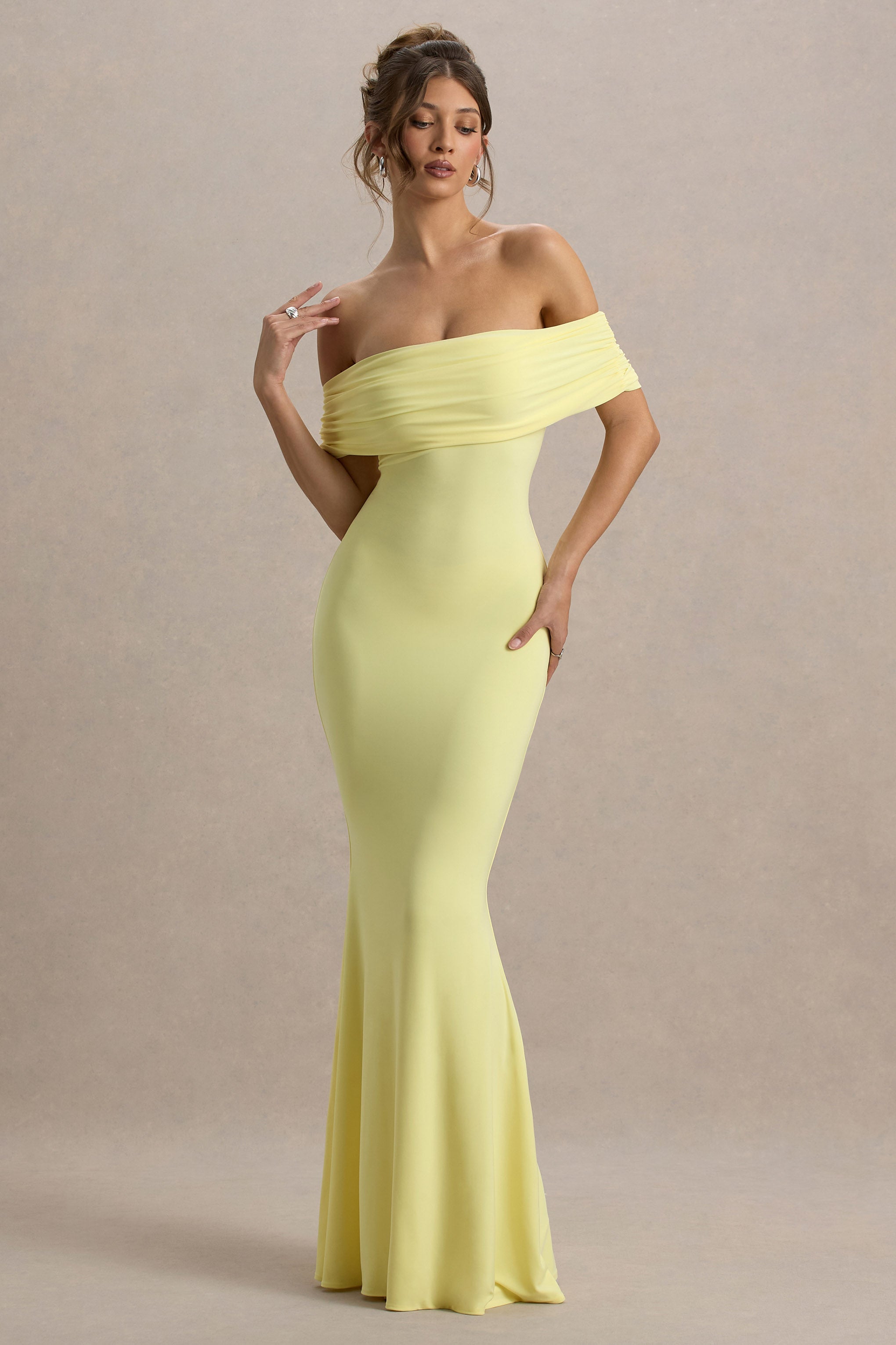 Vivora | Butter Yellow Bardot Dress