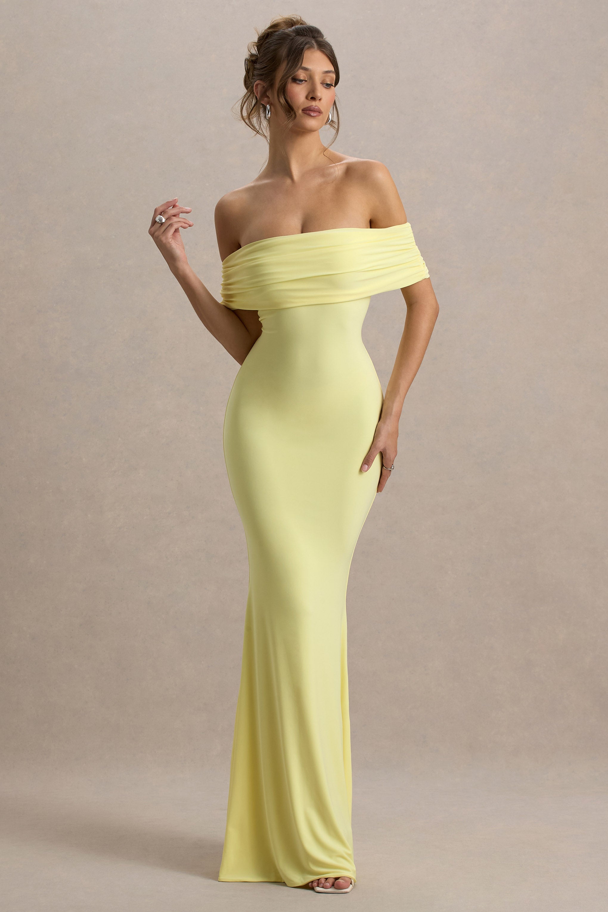 Vivora | Butter Yellow Bardot Dress