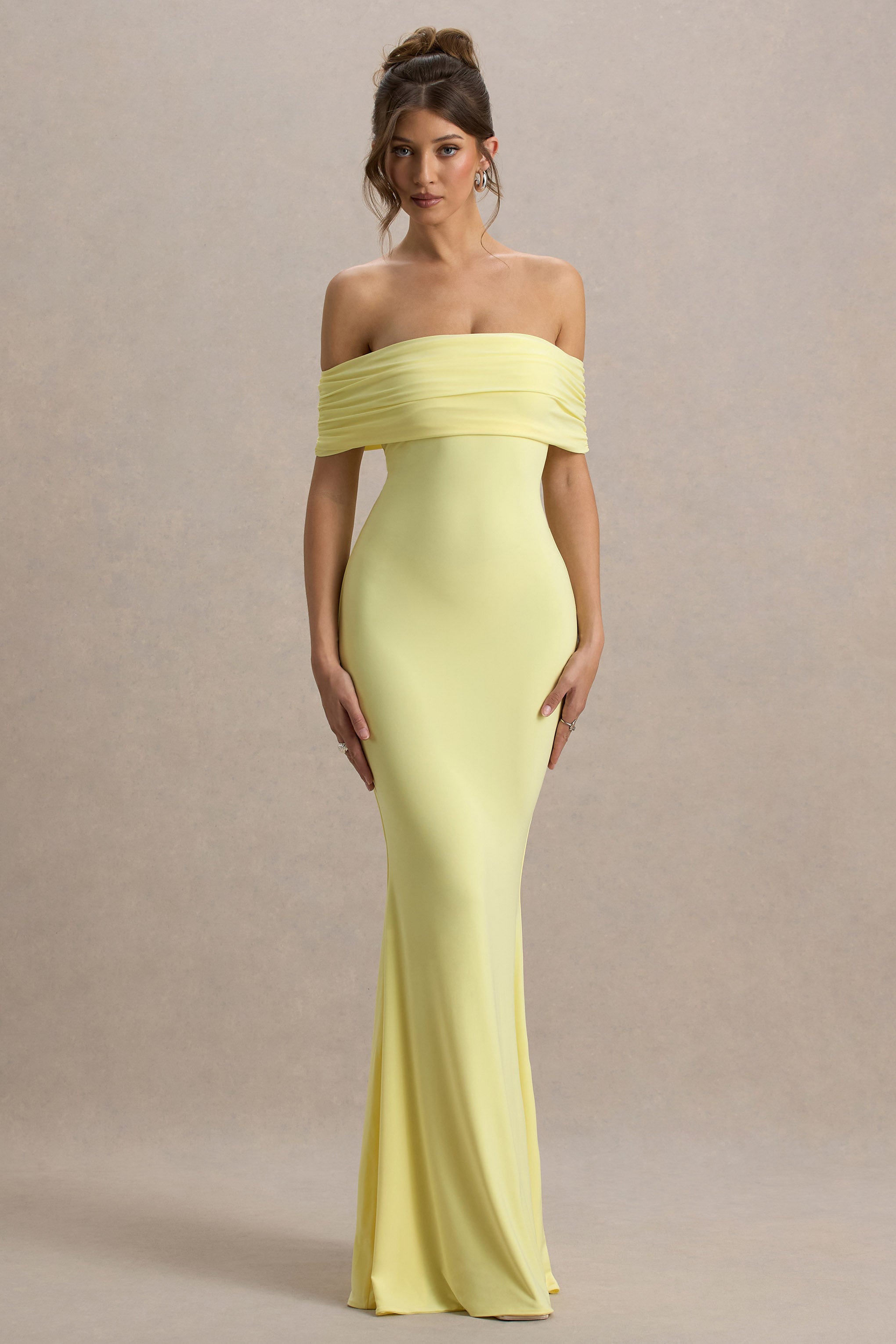Vivora | Butter Yellow Bardot Dress