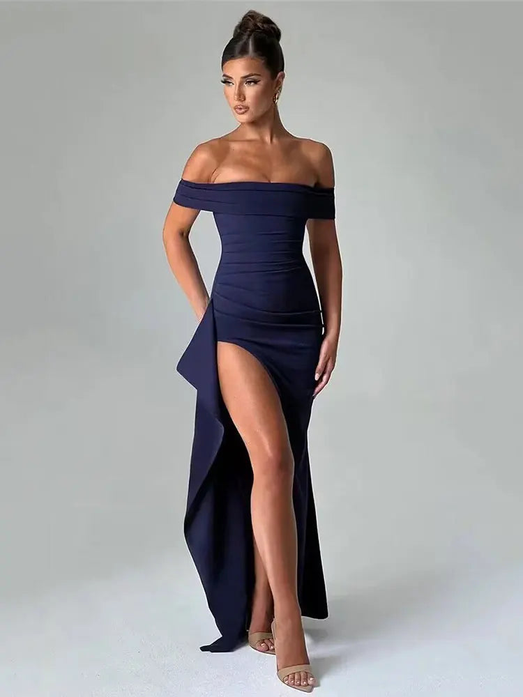 Vivora | Elegant Off Shoulder High Split Dress