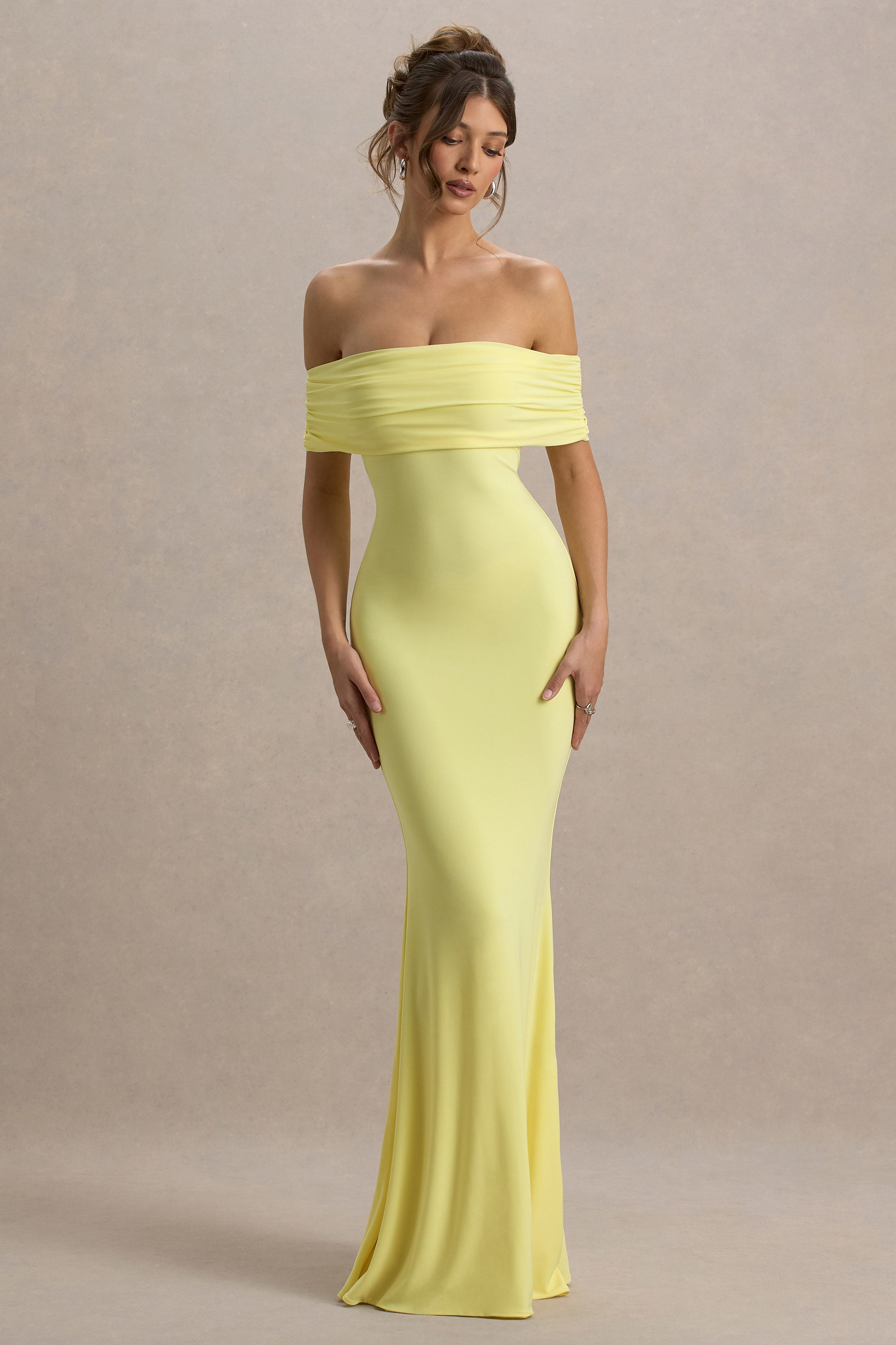 Vivora | Butter Yellow Bardot Dress